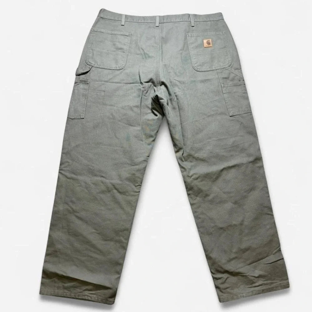 Carhartt Canvas Plaid Lined Dungaree Utility Pants‎ Gray Size 44x32 B111 MOS